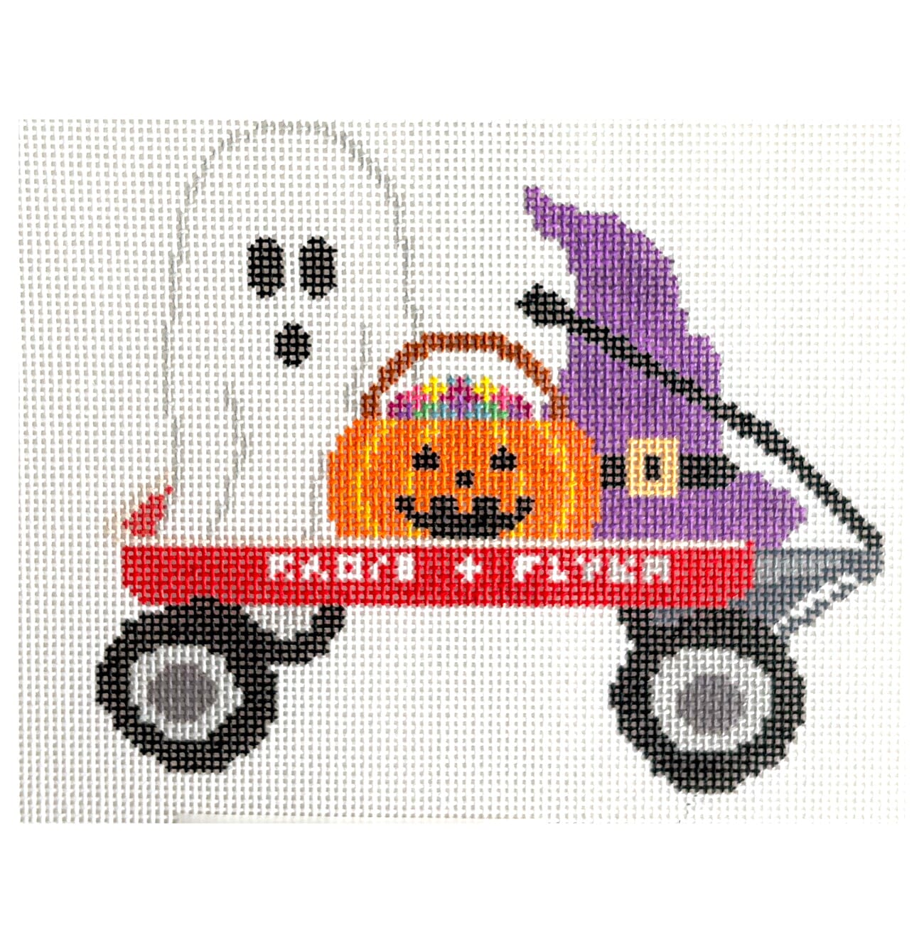 Halloween Wagon Painted Canvas Atlantic Blue Canvas  - 1