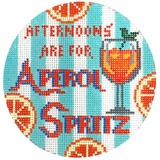 Happier Hour Coaster   Aperol Spritz Painted Canvas The Gingham Stitchery 
