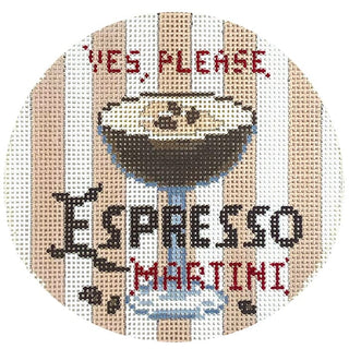 Happier Hour Coaster   Espresso Martini Painted Canvas The Gingham Stitchery 
