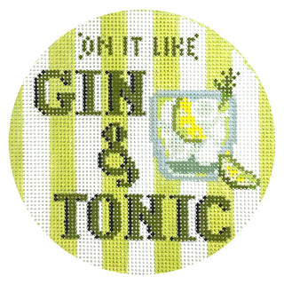 Happier Hour Coaster   Gin and Tonic Painted Canvas The Gingham Stitchery 
