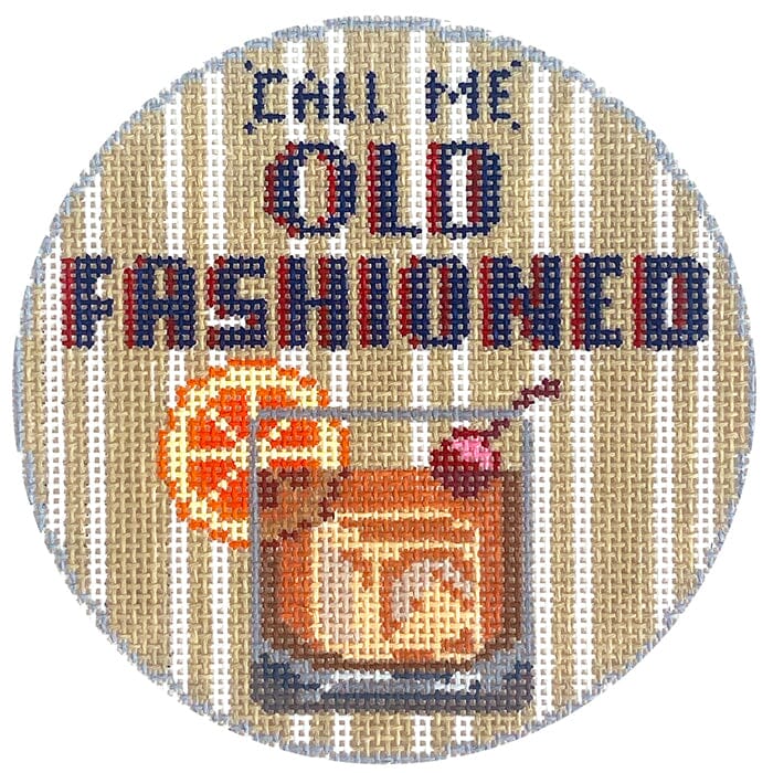 Happier Hour Coaster   Old Fashioned Painted Canvas The Gingham Stitchery 
