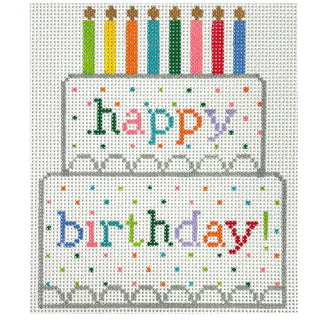 Happy Birthday! Cake Painted Canvas Le Point Studio 
