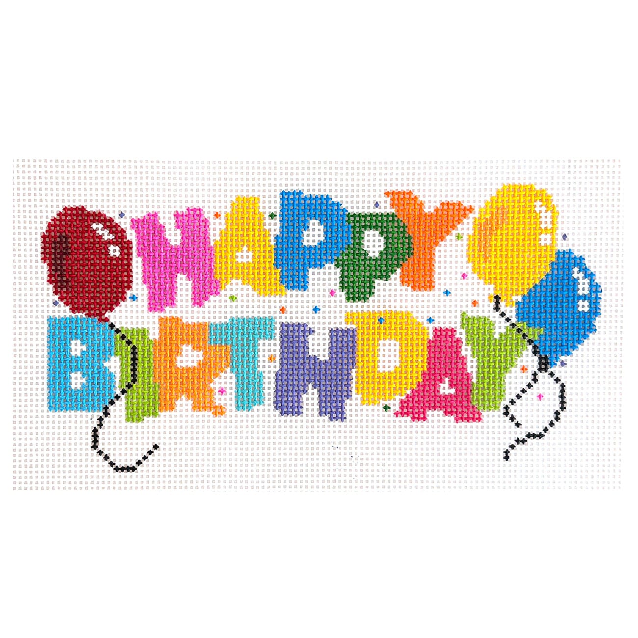 Happy Birthday with Balloons Painted Canvas Blueberry Point Canvas  - 1