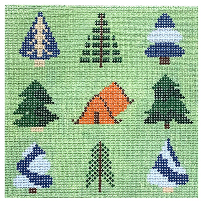 Happy Camper Square Painted Canvas Fire and Iris 
