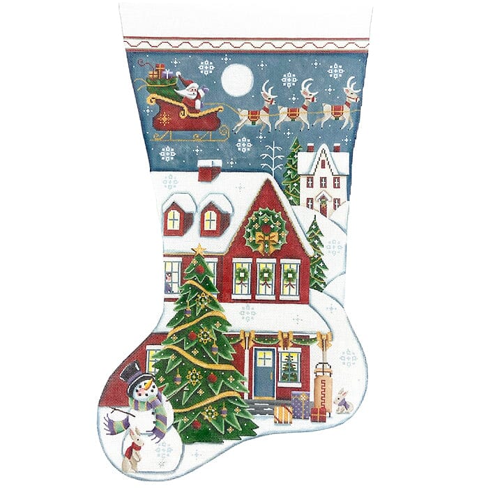 Happy Christmas, Red Stocking TTL on 18 Painted Canvas Rebecca Wood Designs 
