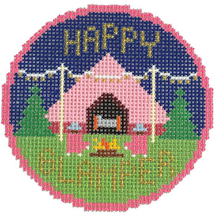 Happy Glamper Badge Painted Canvas Doolittle Stitchery 

