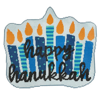 Happy Hanukkah Pillow Painted Canvas Ziggy Stitches 
