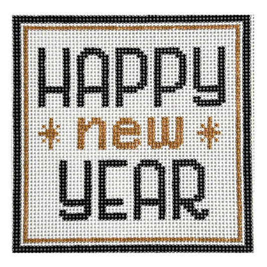 Happy New Year Square Painted Canvas Love MHB Studio 