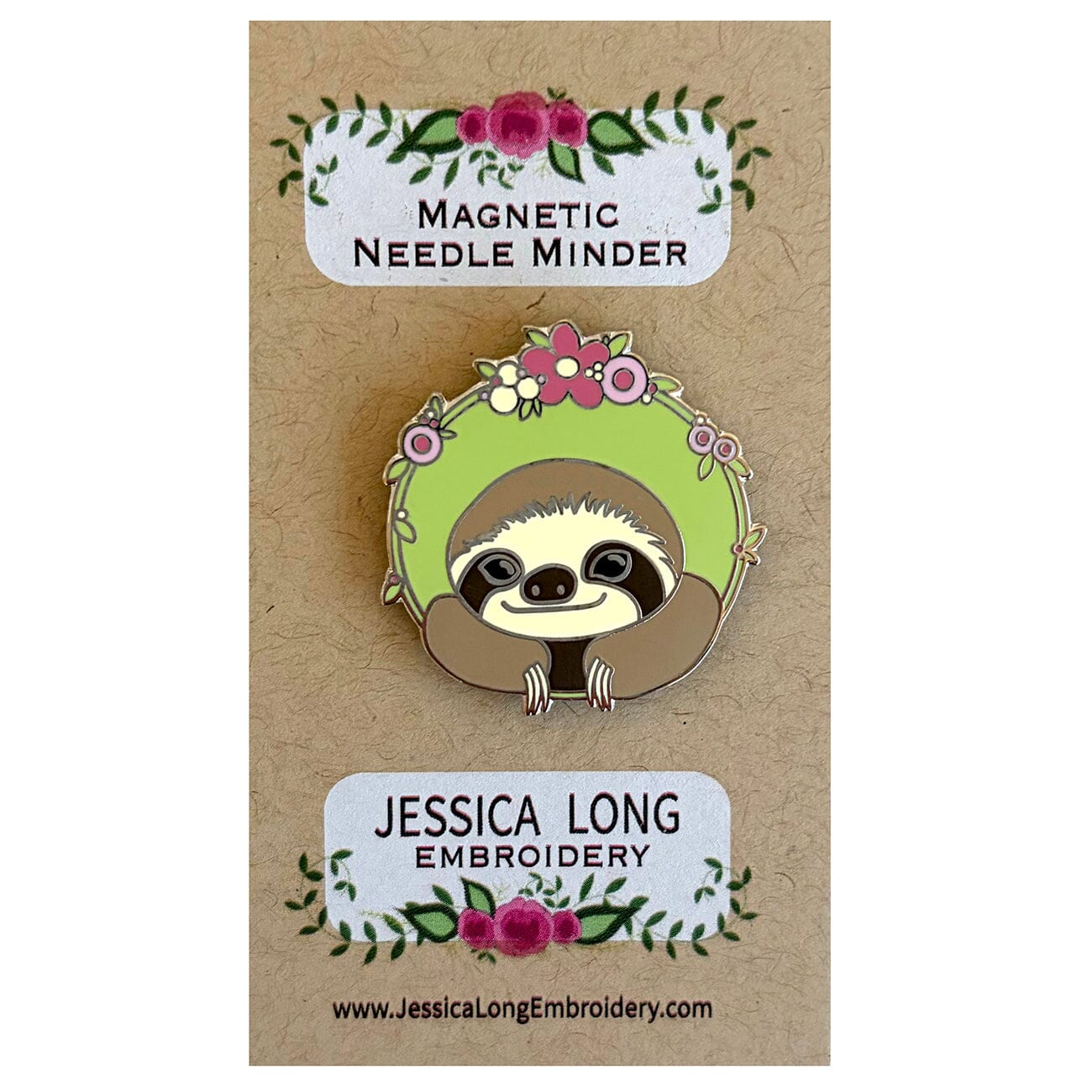 Happy Sloth Needle Minder Accessories Jessica Long Embroidery  - 1