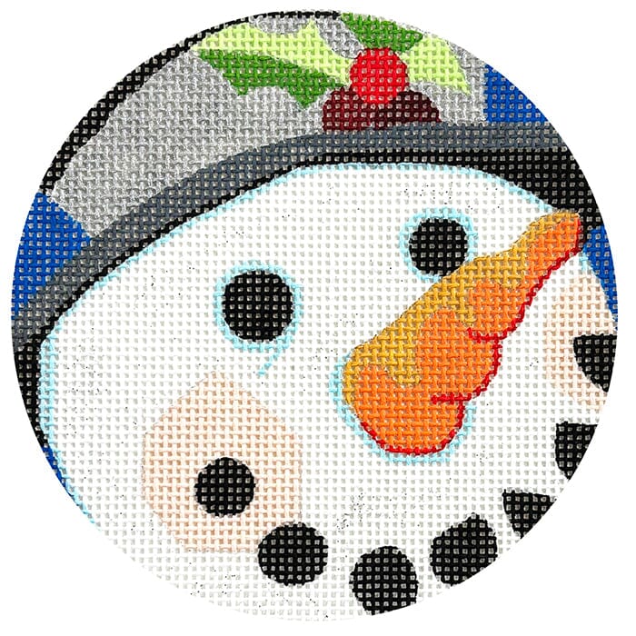 Happy Snowman Face Ornament Painted Canvas Raymond Crawford Designs 