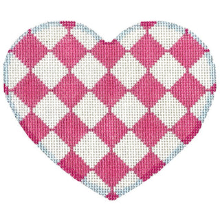 Harlequin Heart/Pink Printed Canvas Two Sisters Needlepoint 
