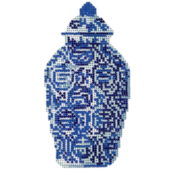 Haute Chinoiserie Blue Jar Painted Canvas KCN Designers  - 1