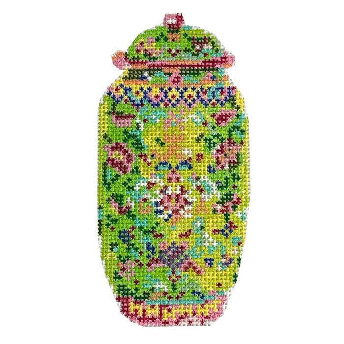 Haute Chinoiserie Green Jar Printed Canvas KCN Designers  - 1