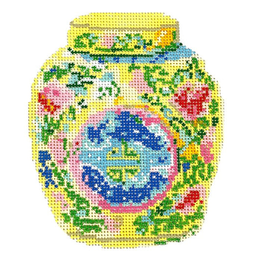 Haute Chinoiserie Yellow Jar Painted Canvas KCN Designers 