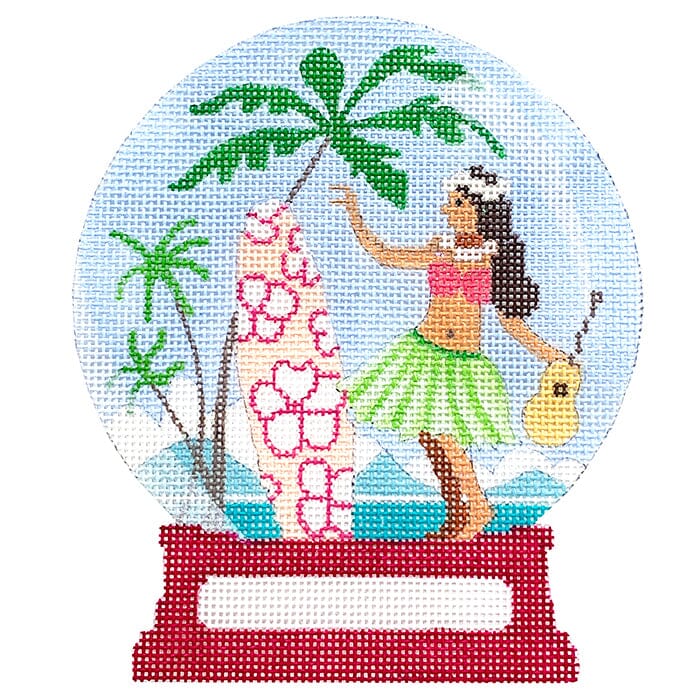 Hawaii Snow Globe Painted Canvas Vallerie Needlepoint Gallery 