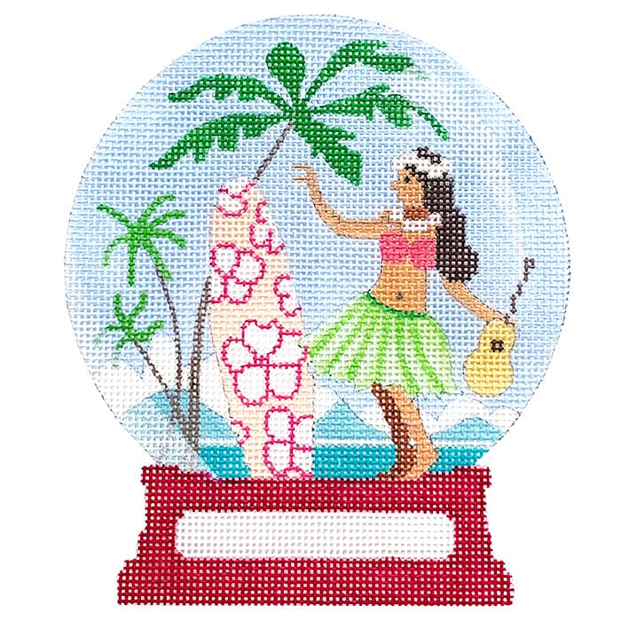Hawaii Snow Globe Painted Canvas Vallerie Needlepoint Gallery  - 1