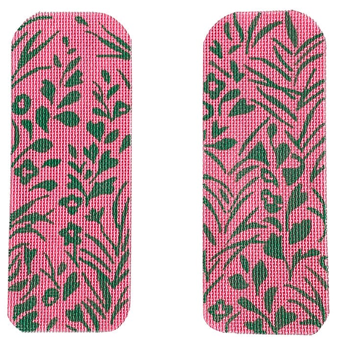 Hawaiian Floral Eyeglass Case - Greens on Pink Half Size Painted Canvas Kate Dickerson Needlepoint Collections 
