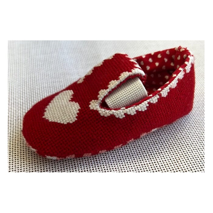 Heart Baby Booties Painted Canvas The Gingham Stitchery 