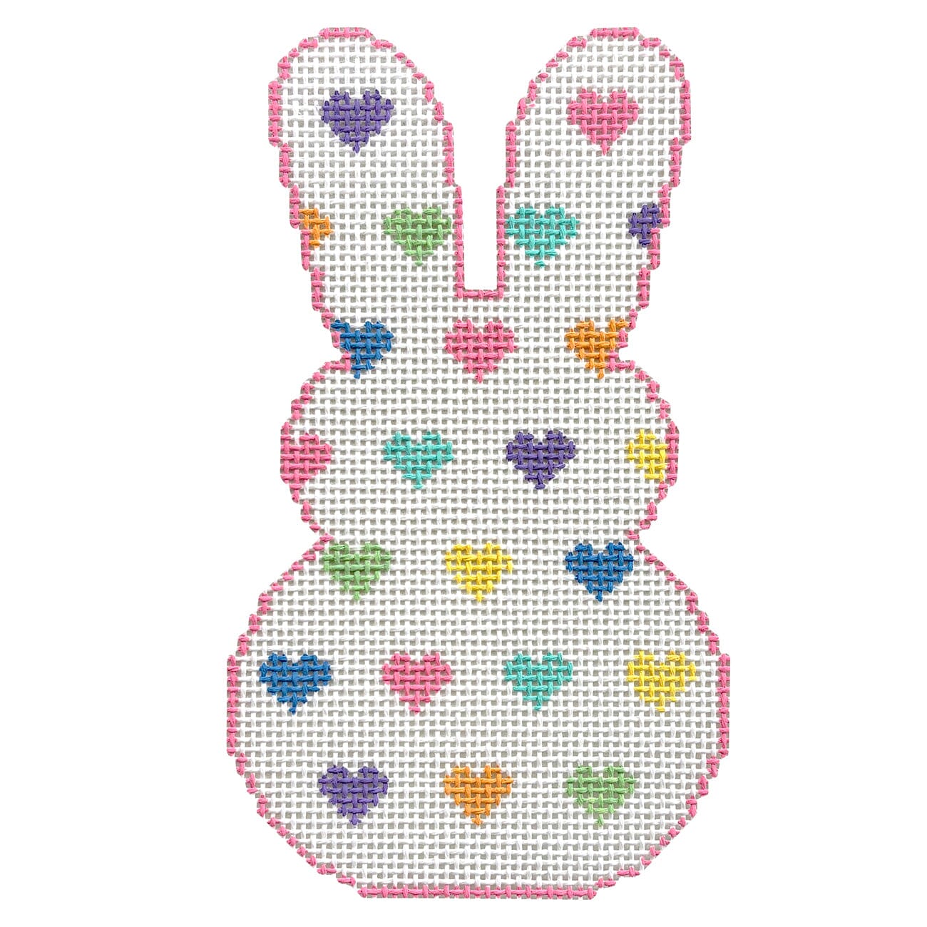 Heart Bunny Painted Canvas SilverStitch Needlepoint  - 1