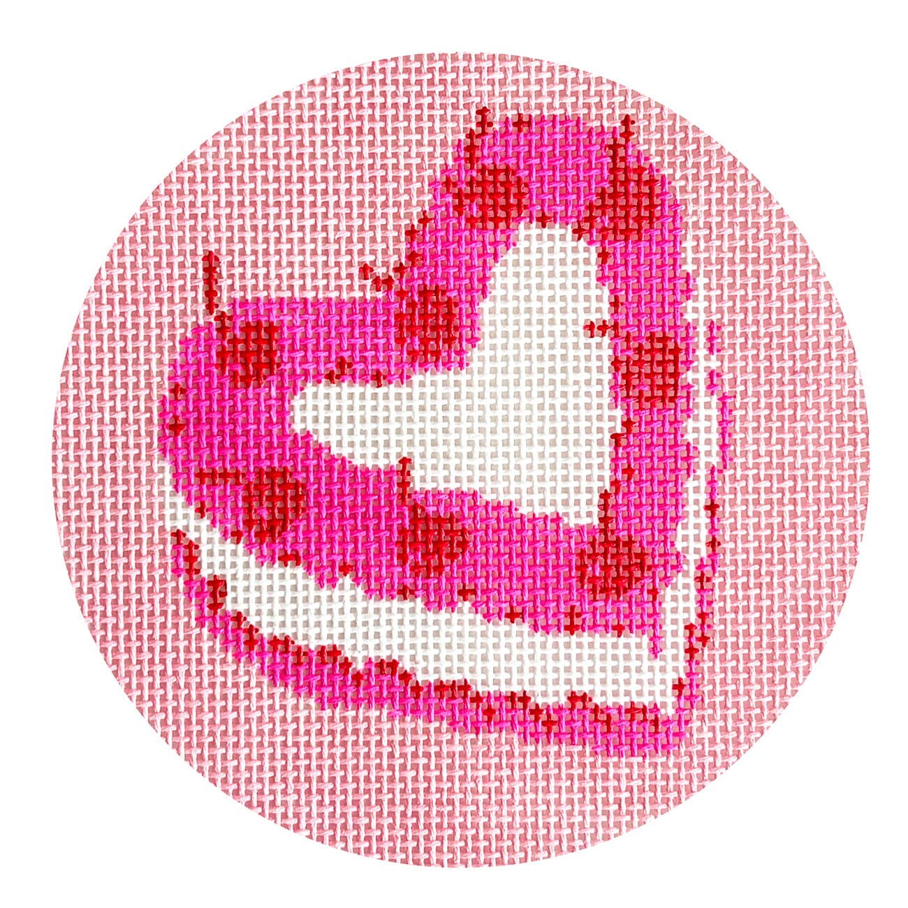 Heart Cake Pink Round Painted Canvas Mopsey Designs  - 1