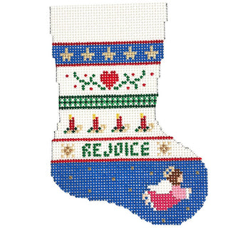 Heart, Candle, Angel Stripe   Mini Stocking Painted Canvas Susan Roberts Needlepoint Designs Inc. 
