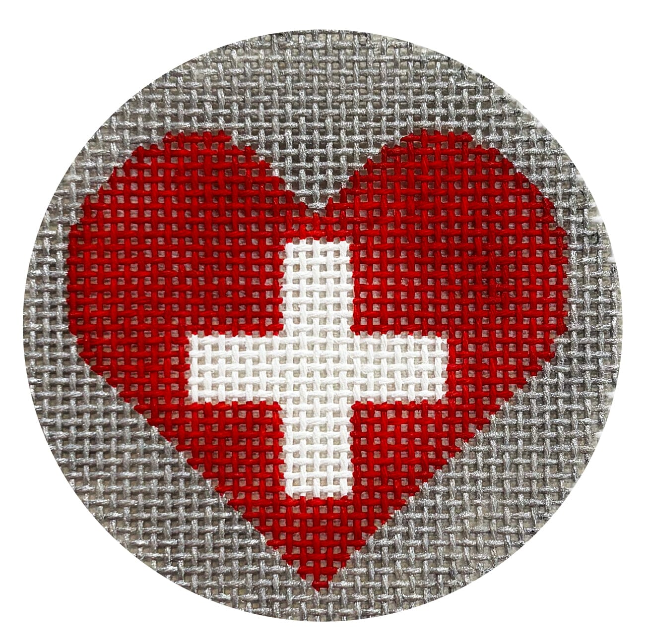 Heart Flag   Switzerland Painted Canvas MF Needlepoint  - 1