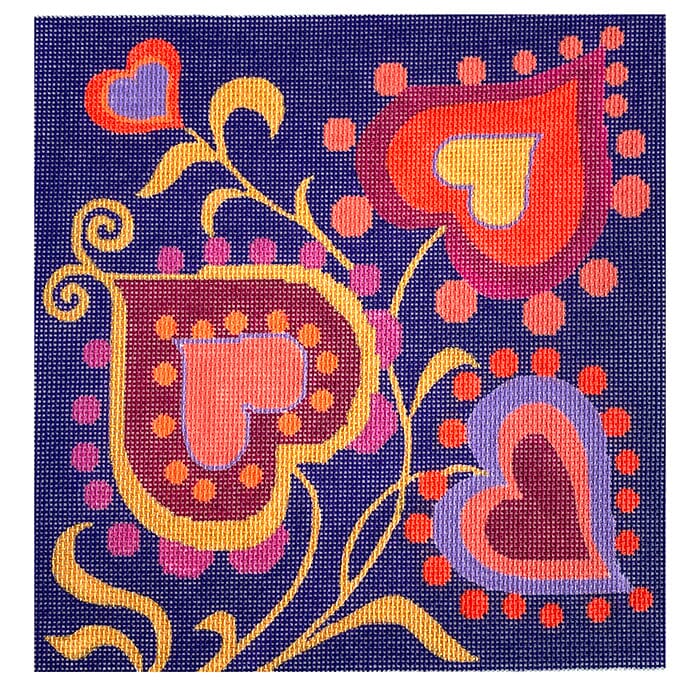 Heart Flowers Painted Canvas Vallerie Needlepoint Gallery  - 1