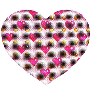 Hearts/Dots Repeat Heart Printed Canvas Two Sisters Needlepoint 

