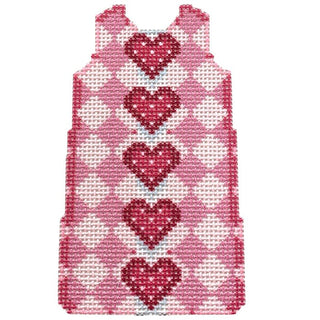 Hearts/Harlequin Mini Shift Printed Canvas Two Sisters Needlepoint 
