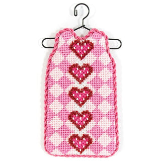 Hearts/Harlequin Mini Shift with Stitch Guide Printed Canvas Two Sisters Needlepoint 
