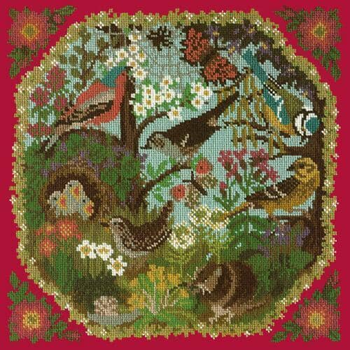 Hedgerow Needlepoint Kit Kits Elizabeth Bradley Design Bright Red 
