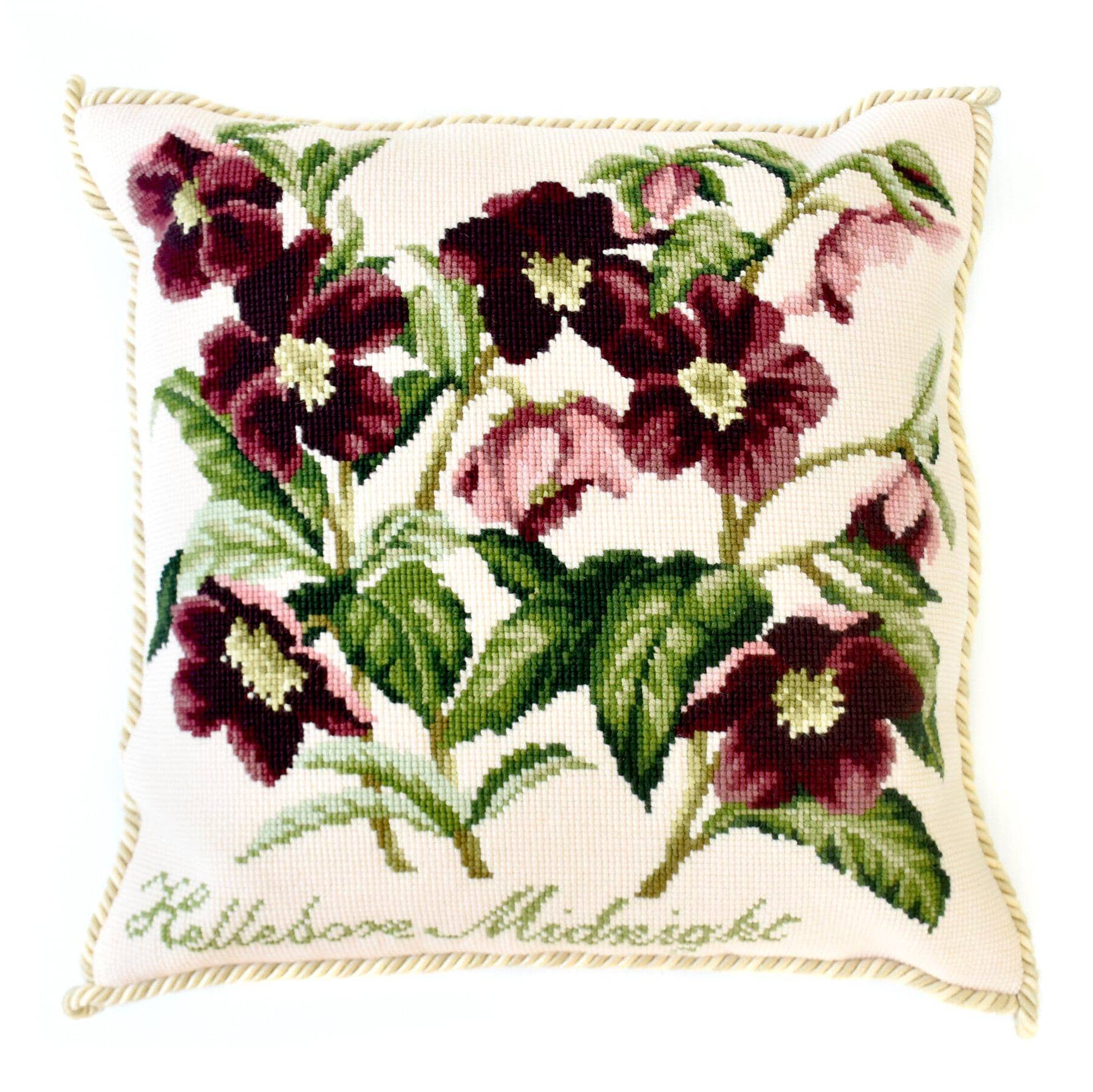 Hellebore Midnight Needlepoint Kit Kits Elizabeth Bradley Design Cream 