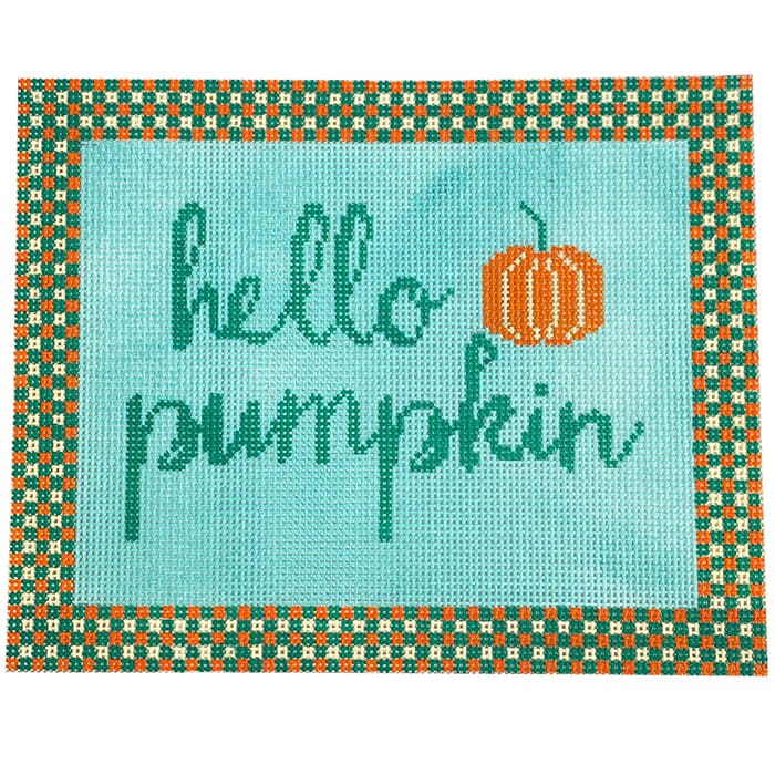 Hello Pumpkin Clutch Painted Canvas Stitch Rock Designs  - 1