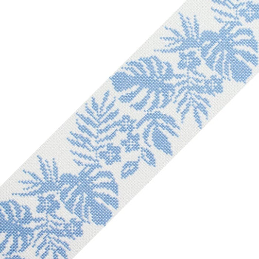 Hibiscus Band - Blue on White Printed Canvas Two Sisters Needlepoint 