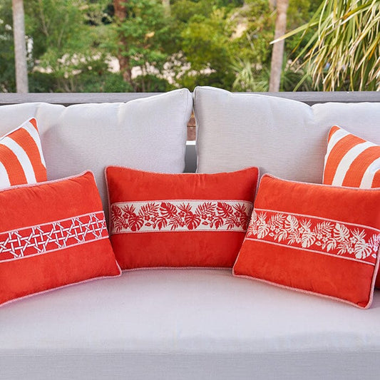 Hibiscus Band - Orange on White Printed Canvas Two Sisters Needlepoint 