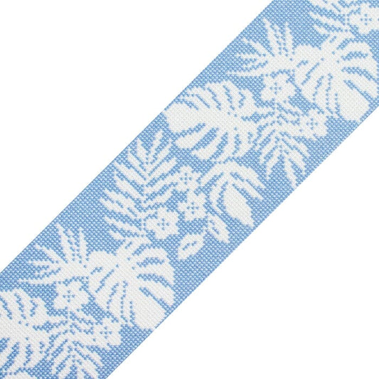 Hibiscus Band - White on Blue Printed Canvas Two Sisters Needlepoint 