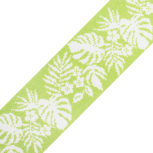 Hibiscus Band - White/Green Printed Canvas Two Sisters Needlepoint 