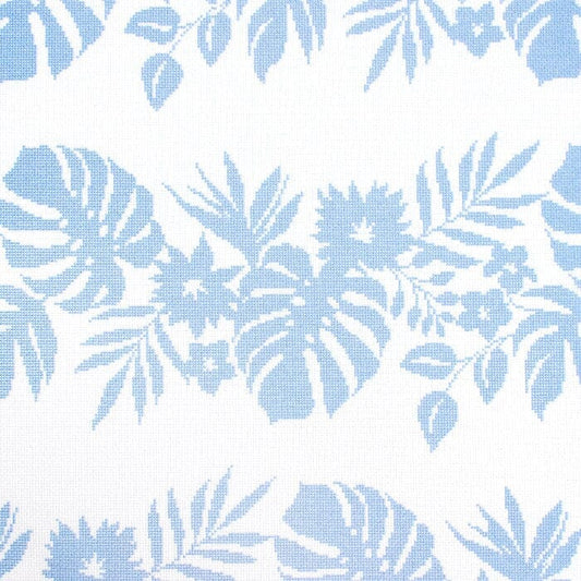 Hibiscus - Blue on White Printed Canvas Kirk & Bradley 