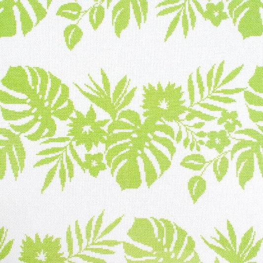 Hibiscus - Green on White Printed Canvas Kirk & Bradley 