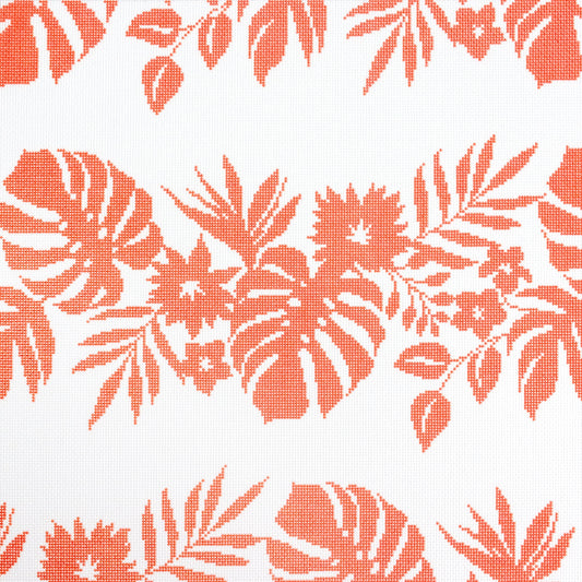 Hibiscus - Orange on White Printed Canvas Kirk & Bradley 