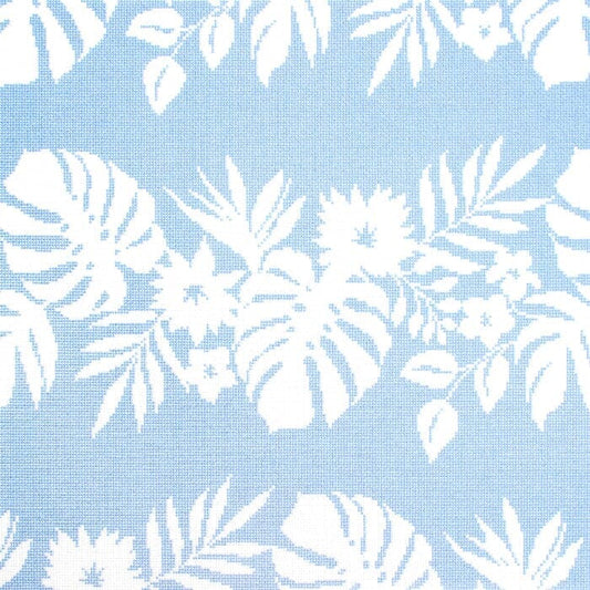 Hibiscus - White on Blue Printed Canvas Kirk & Bradley 