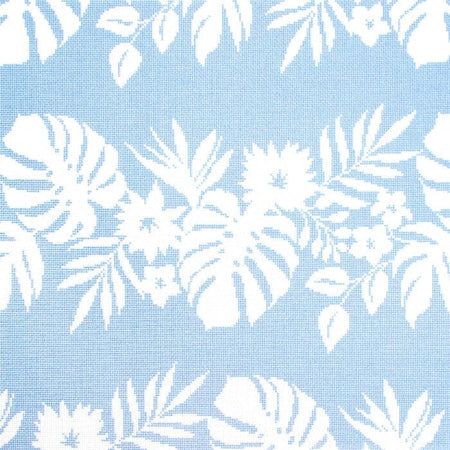 Hibiscus - White on Blue Printed Canvas Kirk & Bradley 