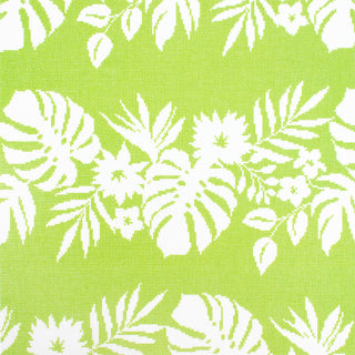 Hibiscus   White on Green Printed Canvas Kirk & Bradley 
