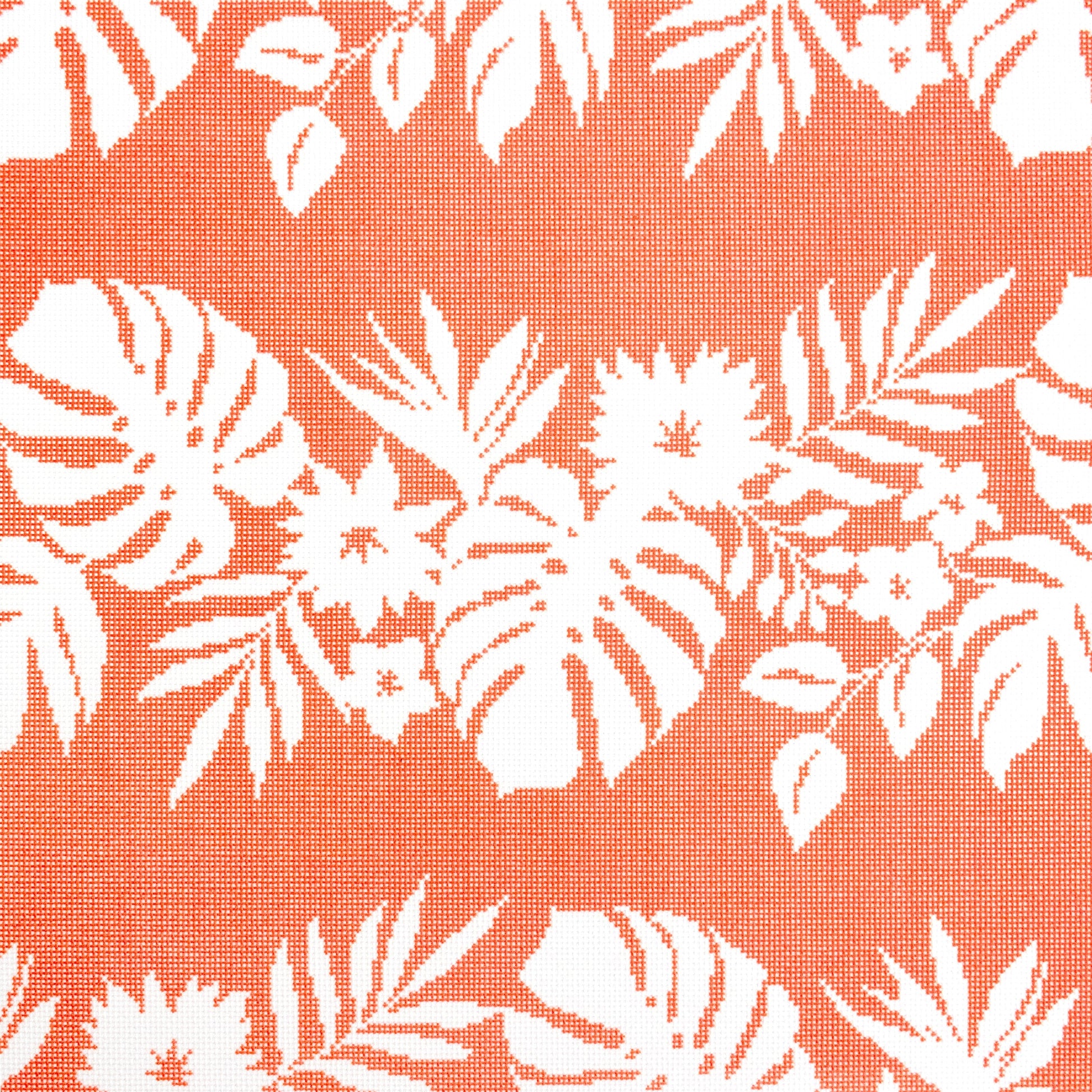Hibiscus - White on Orange Printed Canvas Kirk & Bradley 