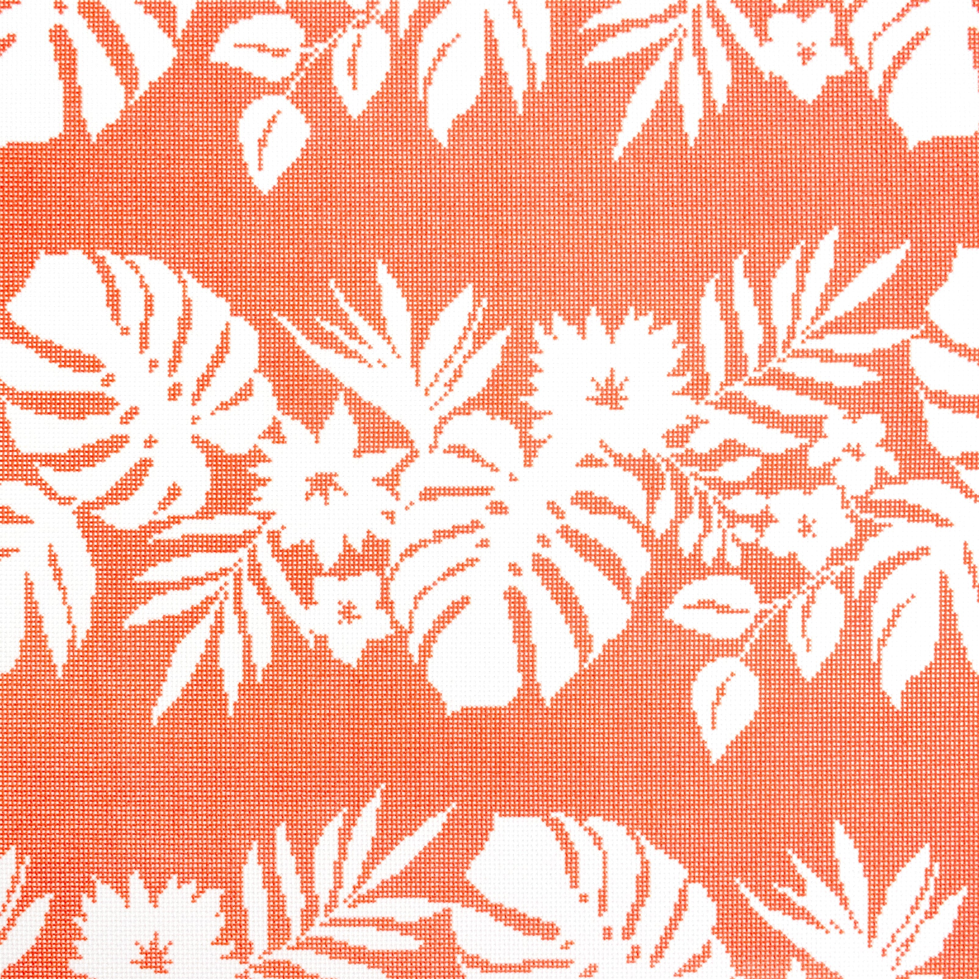 Hibiscus   White on Orange Printed Canvas Kirk & Bradley 

