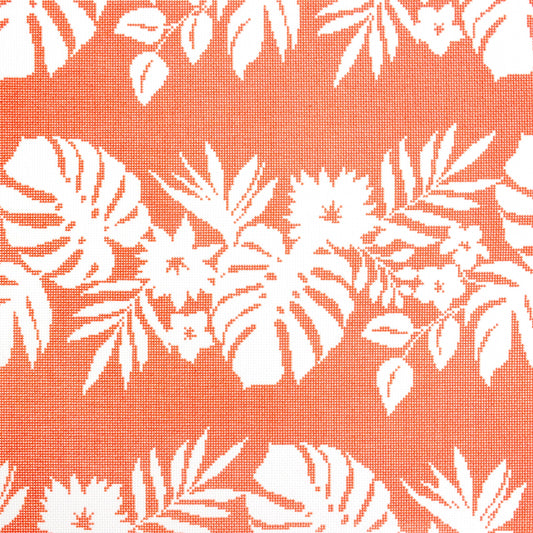 Hibiscus - White on Orange Printed Canvas Kirk & Bradley 