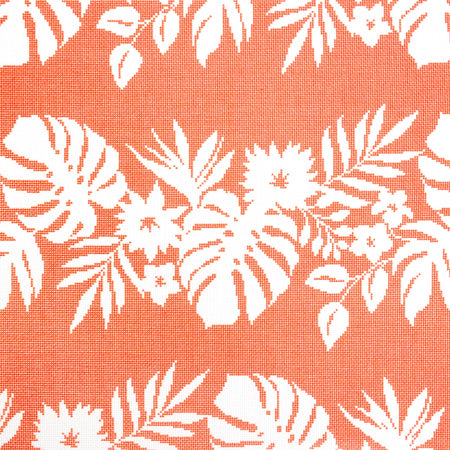 Hibiscus - White on Orange Printed Canvas Kirk & Bradley 
