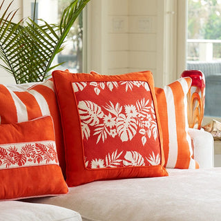 Hibiscus   White on Orange Printed Canvas Kirk & Bradley 
