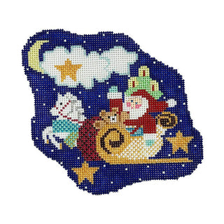High Flying Santa Painted Canvas Shelly Tribbey 
