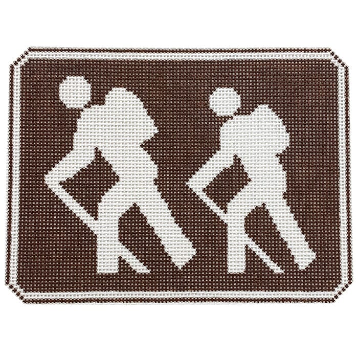 Hiker Recreation Sign Painted Canvas Fire and Iris 